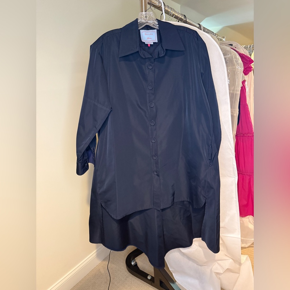 Dovima Paris Navy Button-Up Top